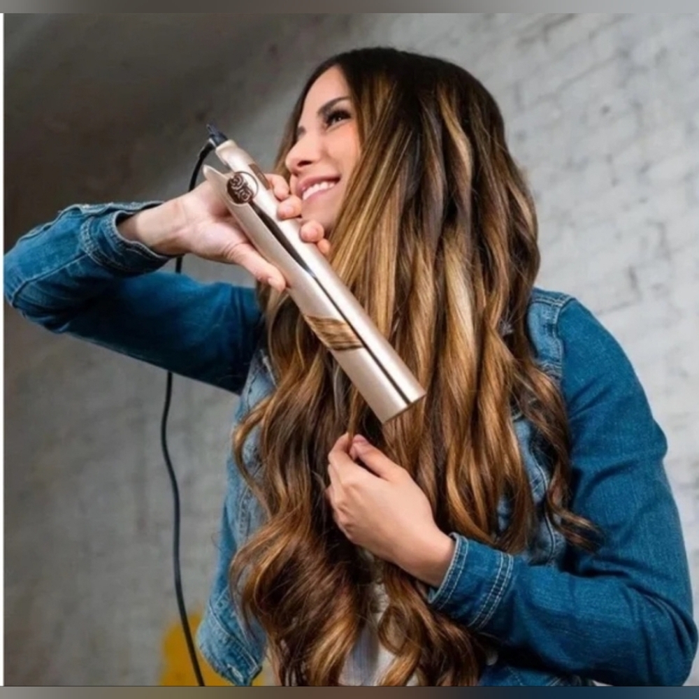 TYME Iron Pro 2-in-1 Hair Curler & Straightener Rose Gold NIB